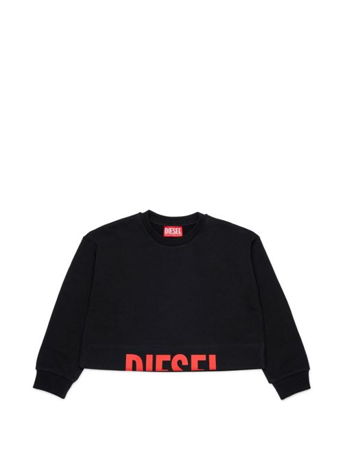Felpa bambina Diesel nera girocollo con logo DIESEL KIDS | J02936KYAZ3K900